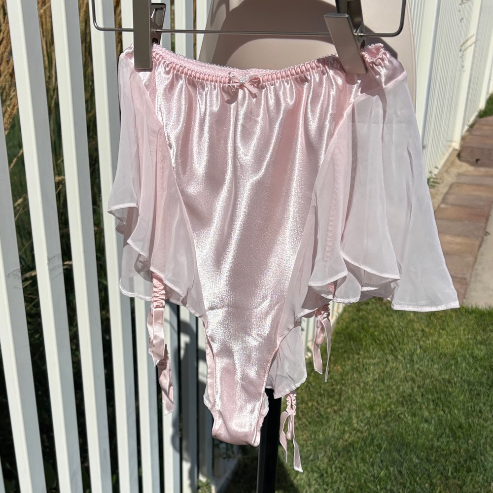 Victoria’s Secret Gold Label Petal Pink Panties With Garter Size L